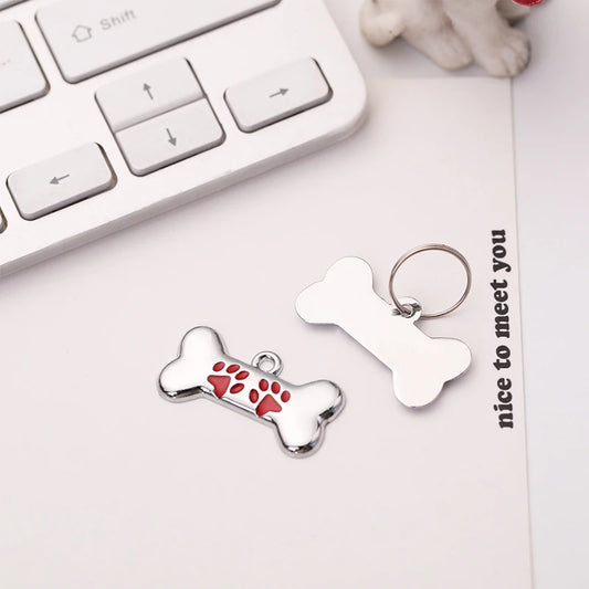 Anti-Loss Metal Dog Tag Hanging Ornament Pet Collar Zinc Alloy Bone Hanging Ornament Engraved Identity Nameplate Pet Supplies